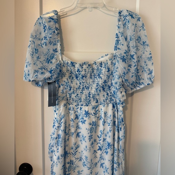 French Connection Catrina Blue and White Slit Midi Dress - Picture 11 of 14